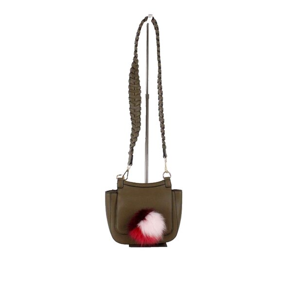 Jules Kae NWT $78 7 X 10 X 3 Olive Multi Vegan Leather Pom Pom Crossbody Purse - Picture 1 of 11
